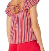 Liverpool Los Angeles flutter sleeve woven top w ties