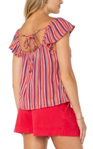 Liverpool Los Angeles flutter sleeve woven top w ties