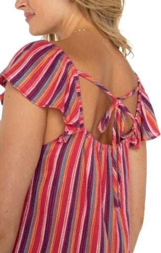Liverpool Los Angeles flutter sleeve woven top w ties