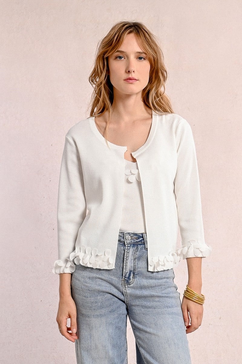 Molly Bracken White Ladies Knitted Cardigan