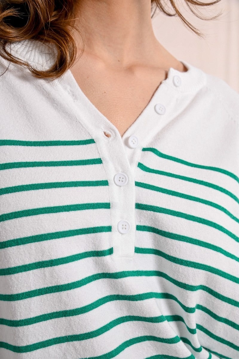 Molly Bracken White/Green Ladies Knitted Sweater