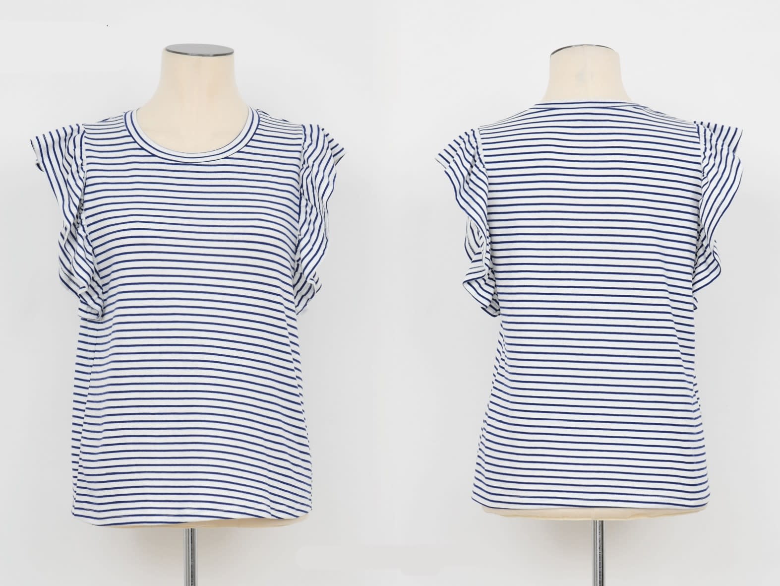Molly Bracken White/Navy Blue Ladies Knitted Tee
