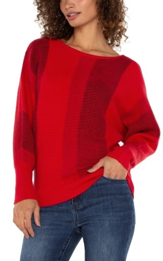 Liverpool Los Angeles long slv boat neck dolman colorblock sweater