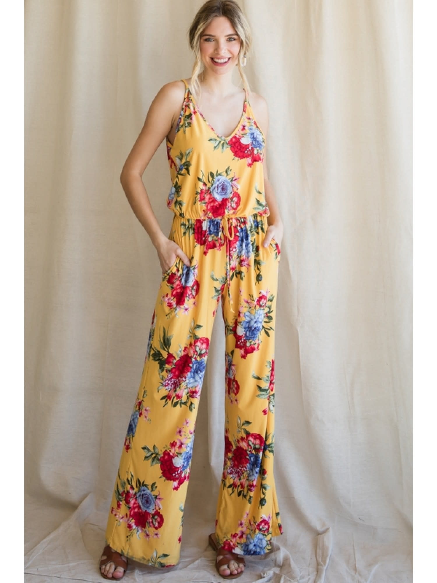 Jodifl Yellow Floral Print Jumpsuit