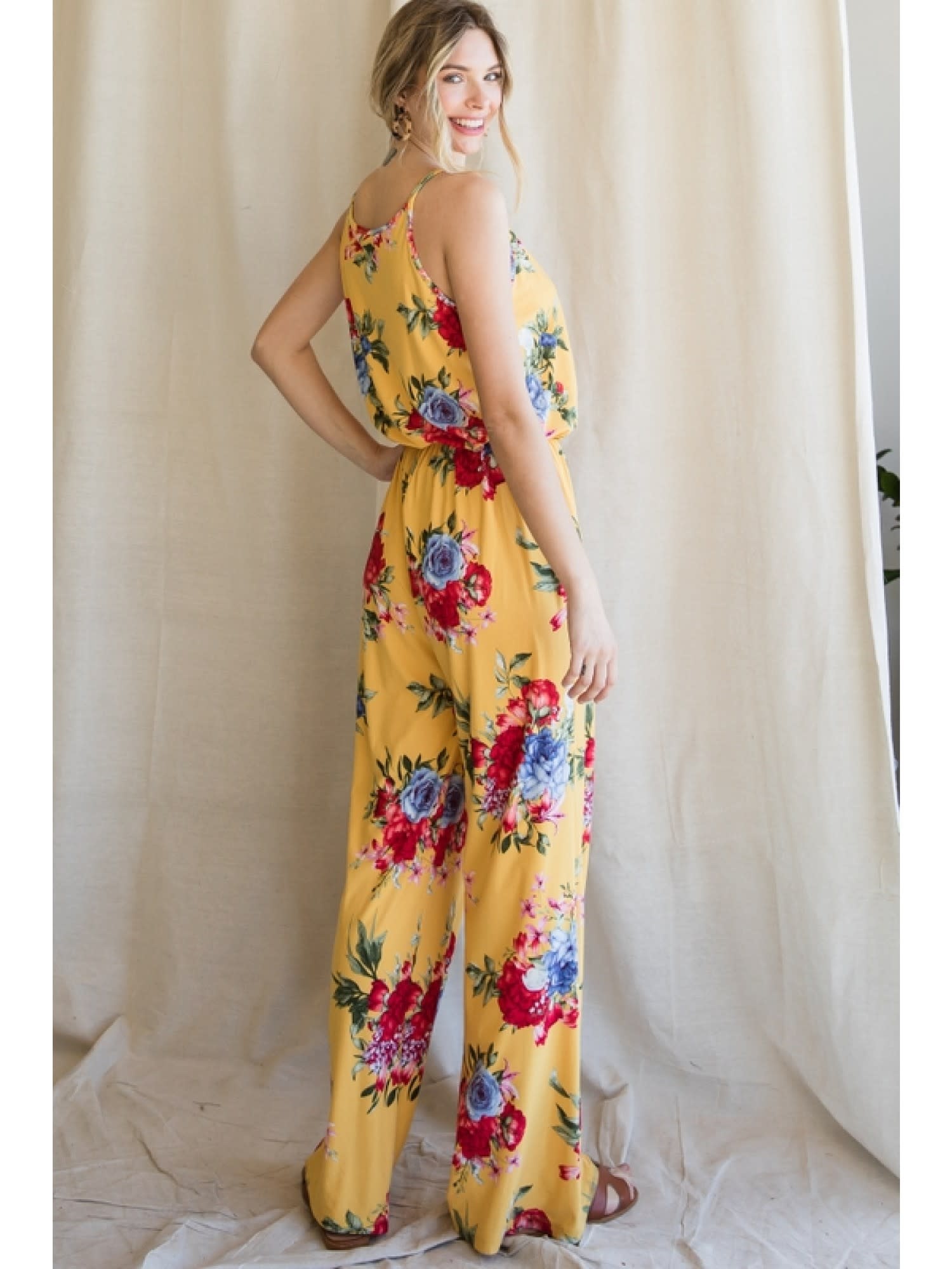 Jodifl Yellow Floral Print Jumpsuit
