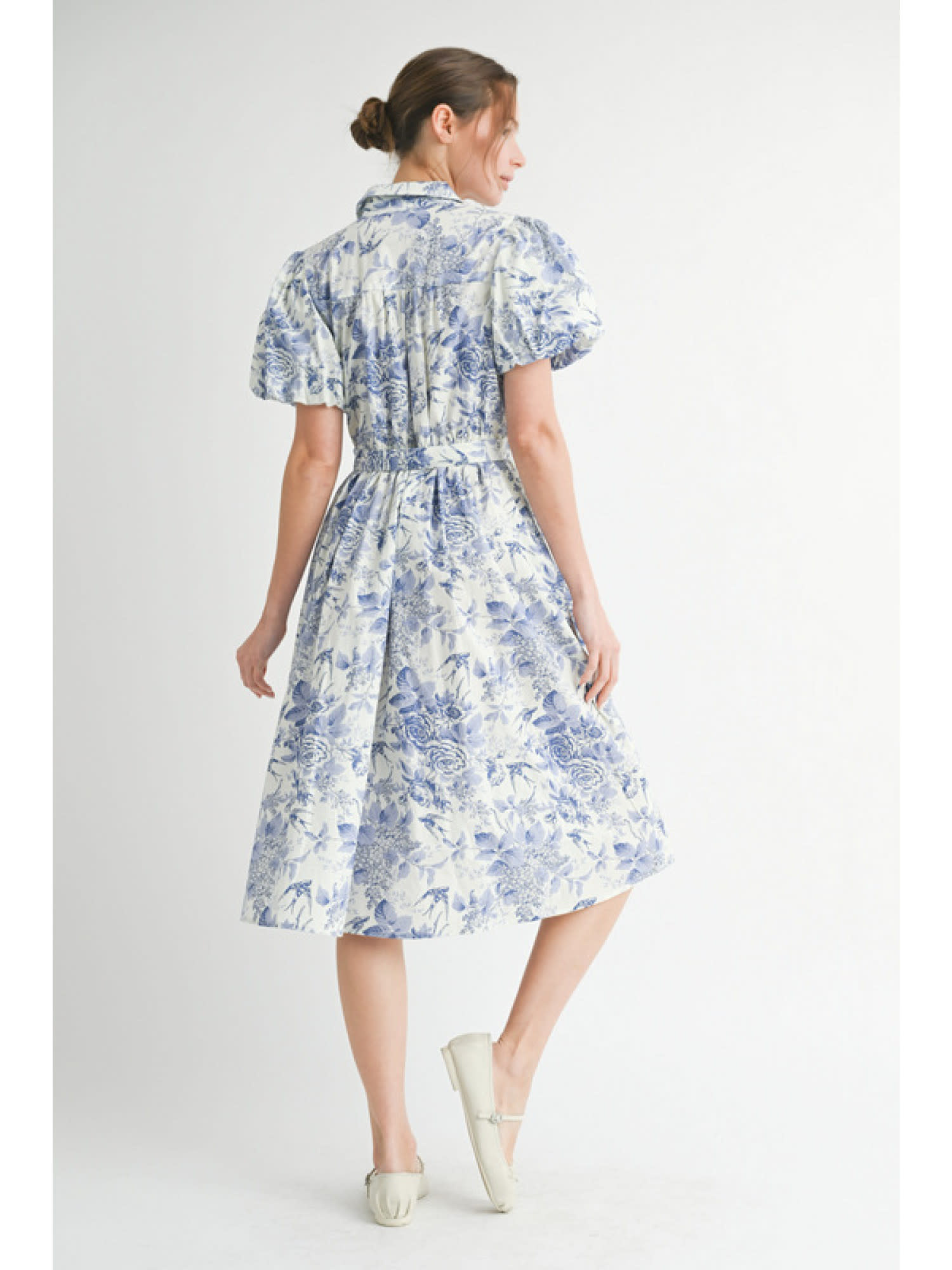 Jodifl Blue Floral Print Midi Dress