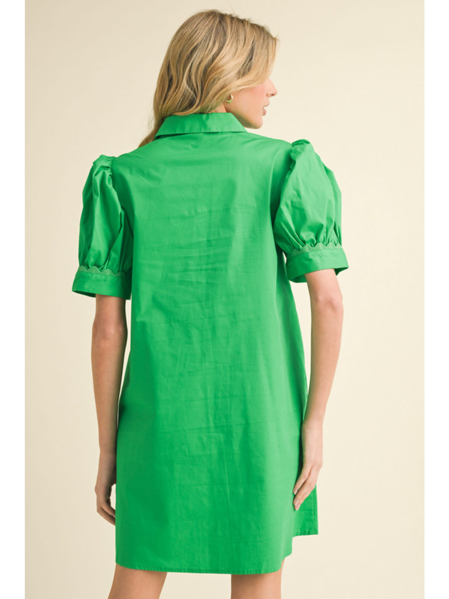 Jodifl Kelly Green Solid Shirt Dress