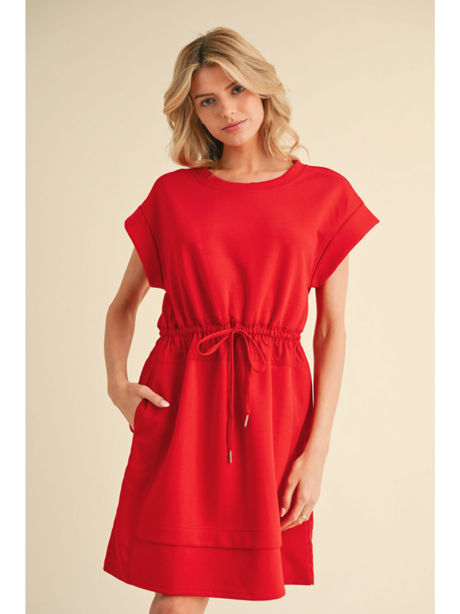 Jodifl Red Jersey Dress With U-Neck