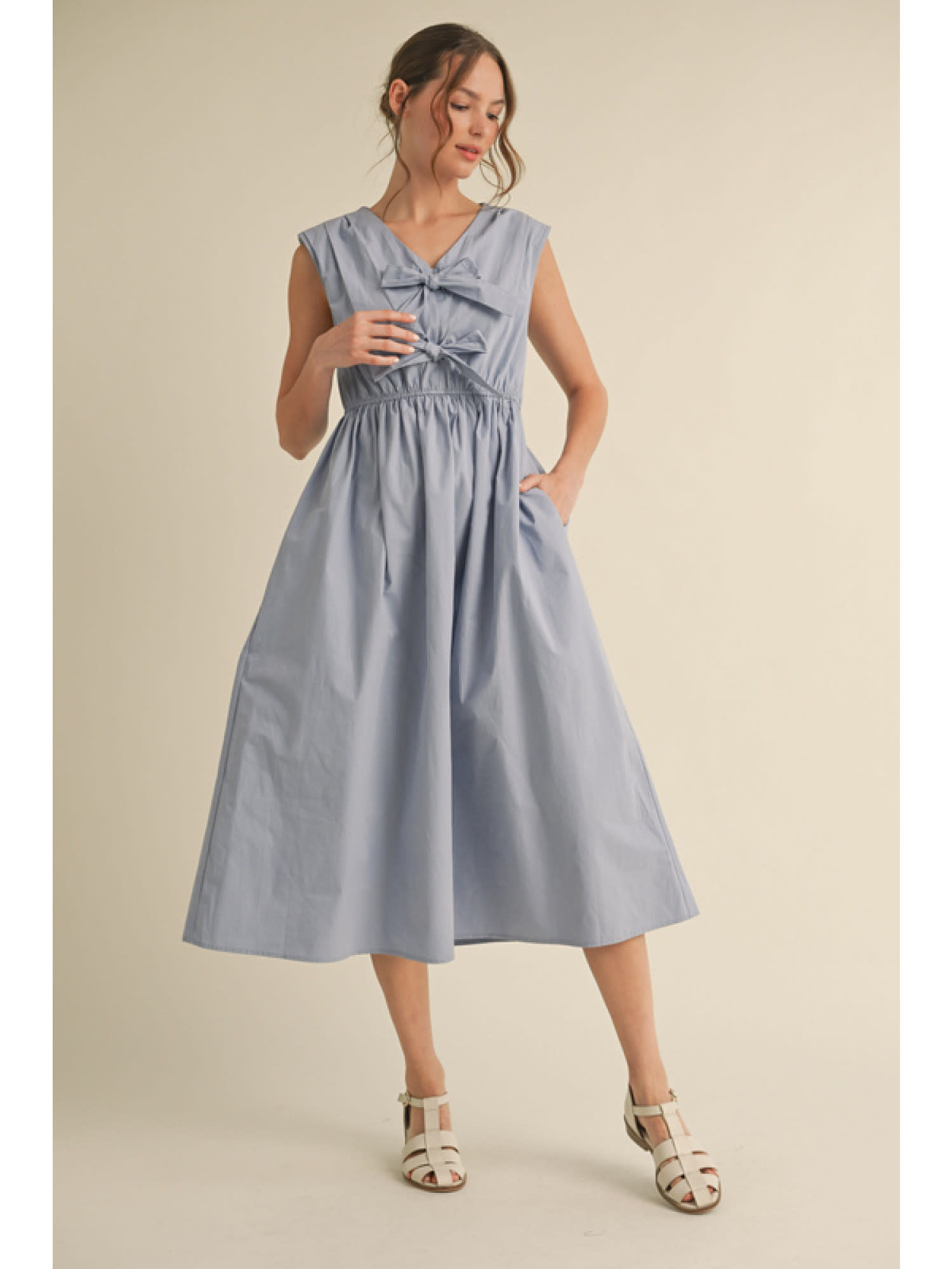 Jodifl Chambray Cotton Poplin Midi Dress