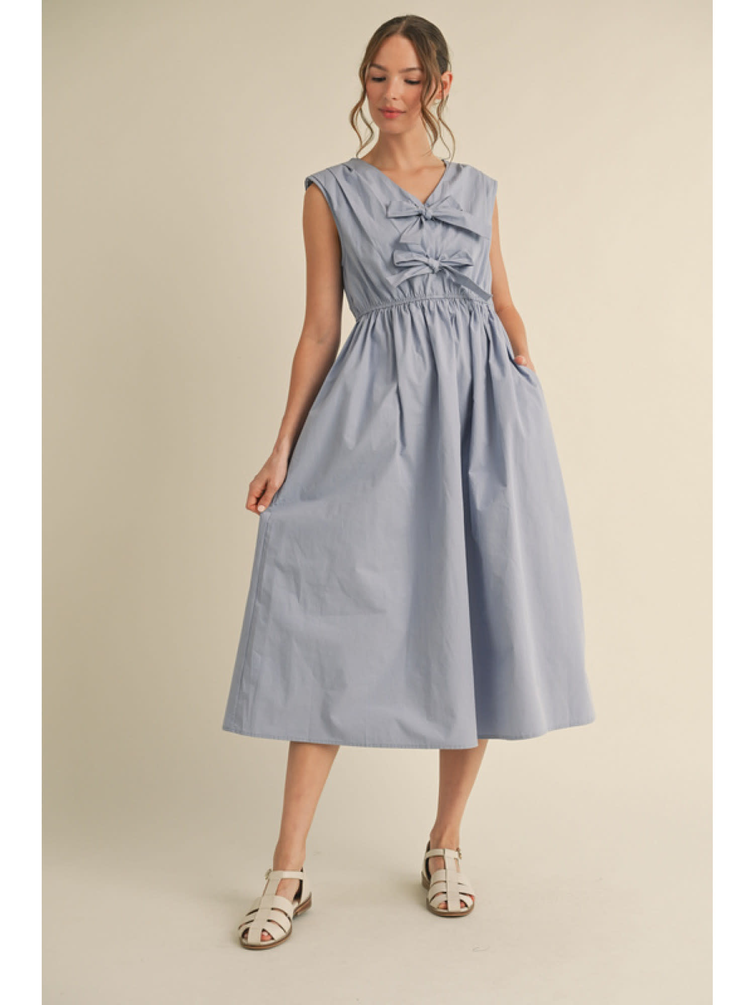 Jodifl Chambray Cotton Poplin Midi Dress