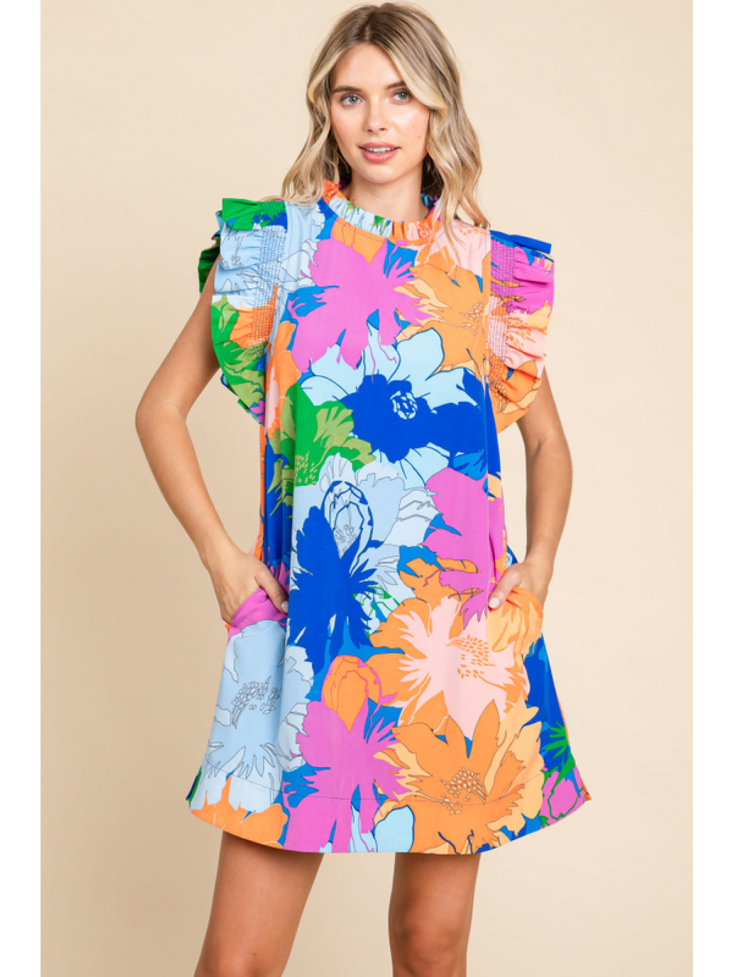 Jodifl Royal Mix Flower Print Dress