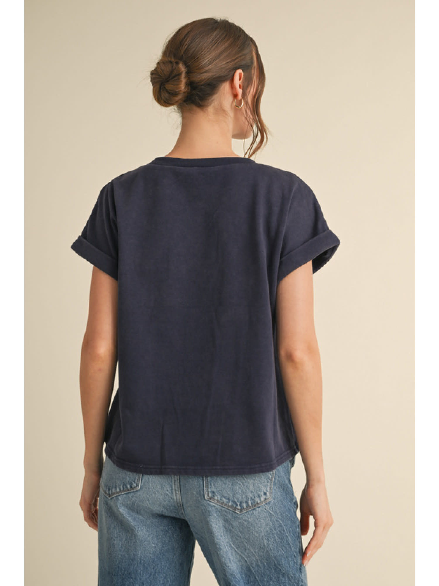 Jodifl Navy American Flag Patch Top