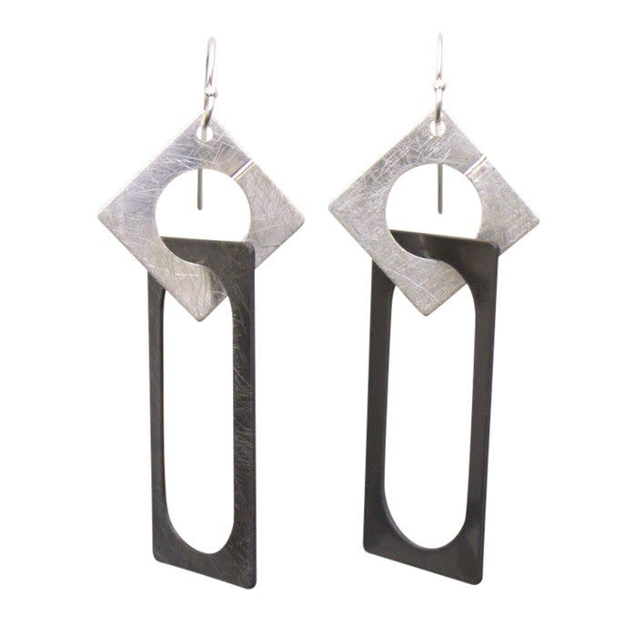 Takobia Two Tone Square & Rectangle Earrings