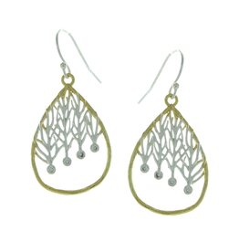 Takobia Two Tone Drop w/ Crystal Earrings
