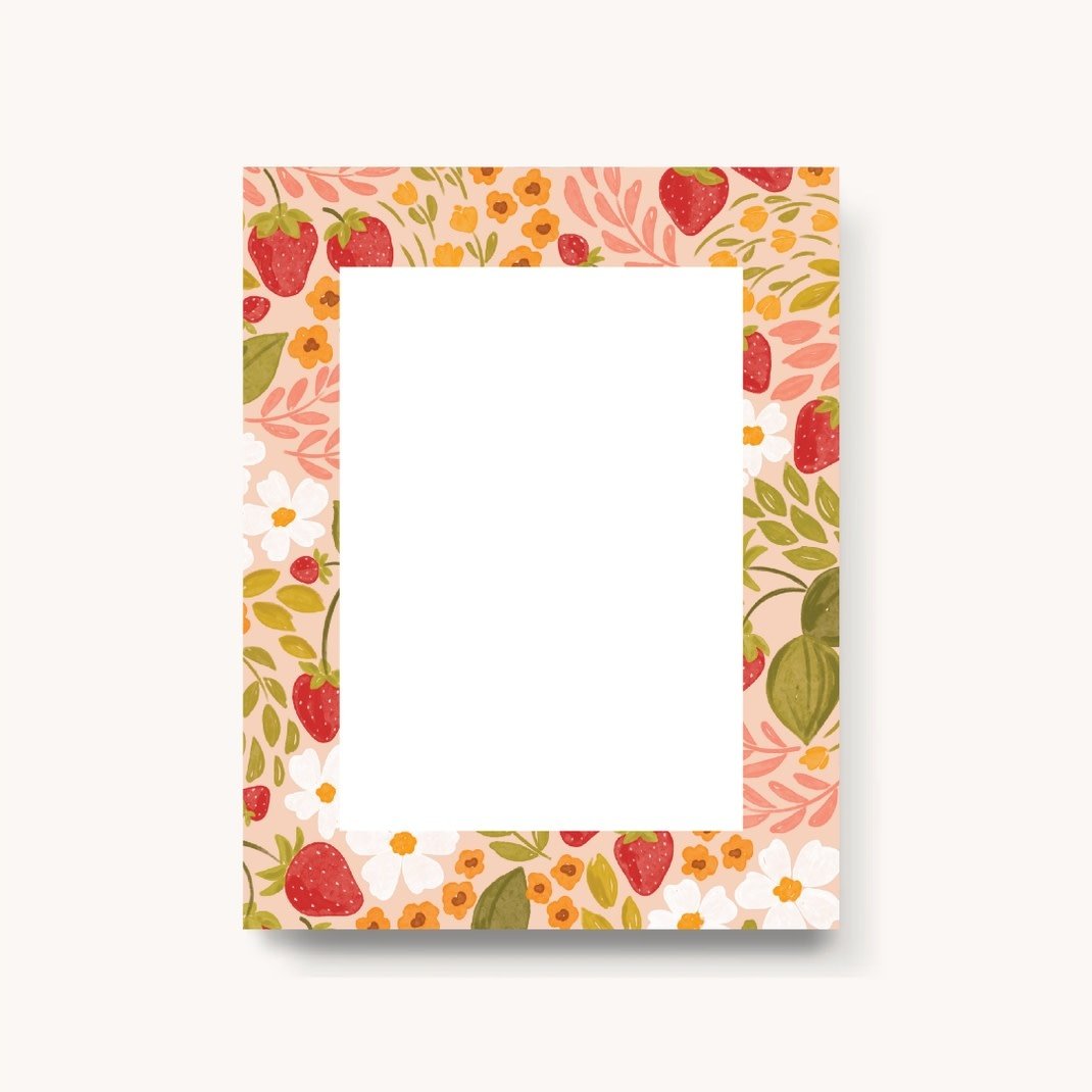Elyse Breanne Design Strawberry Patch Blank Notepad