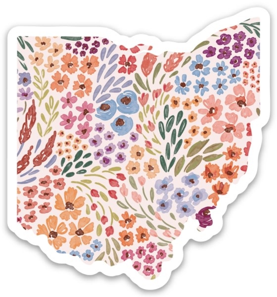 Elyse Breanne Design Countryside Blooms Ohio 3x3in Floral State Sticker