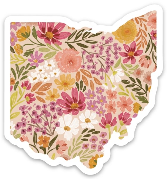 Elyse Breanne Design Primrose Petals Ohio 3x3in Floral State Sticker