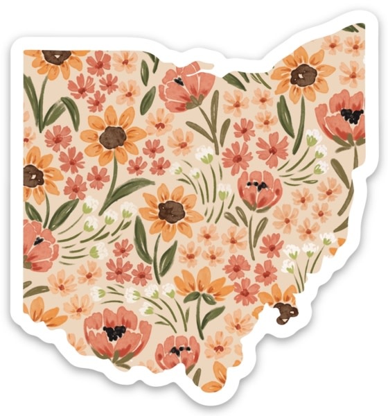 Elyse Breanne Design Sunny Poppies Ohio 3x3in Floral State Sticker
