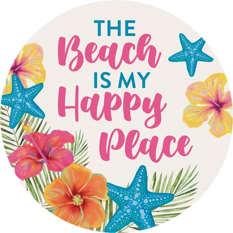 FLEURISH Beach Happy Round Car Coaster