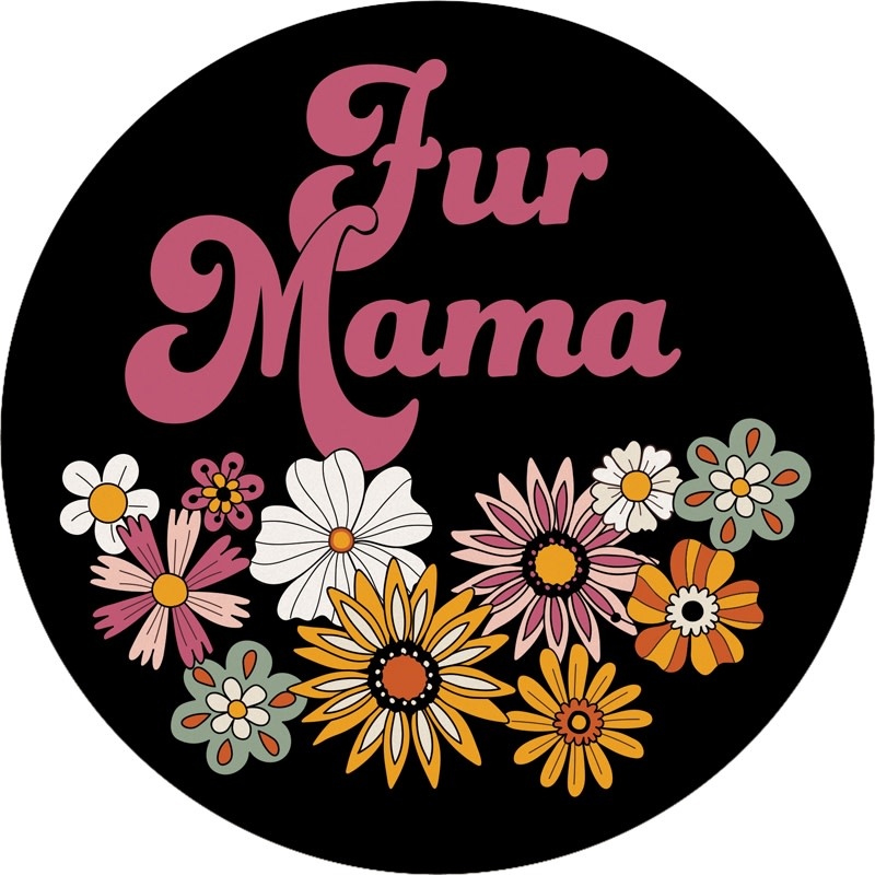 FLEURISH Fur Mama Floral Round Car Coaster