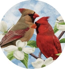 FLEURISH Nature Cardinal Pair Round Car Coaster
