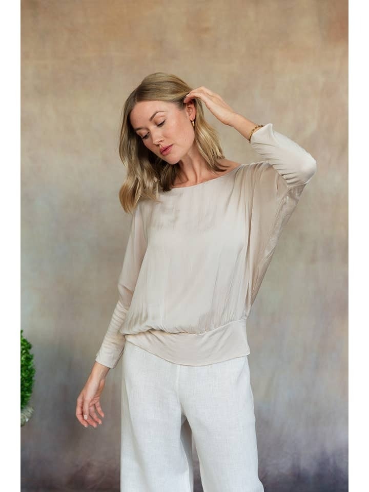Cobblestone Living Ecru Cassandra Italian Silk Top