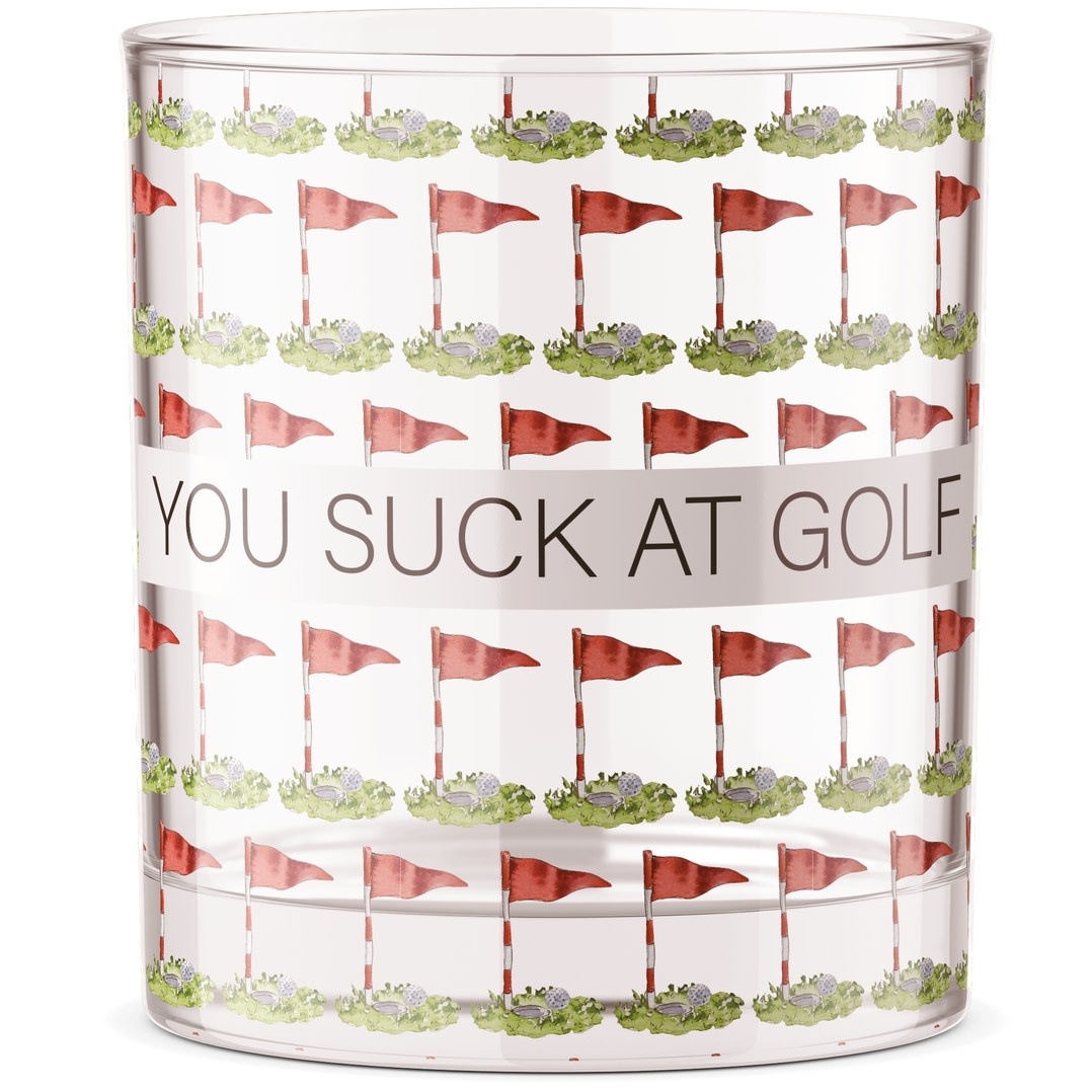 Barrel Down South You Suck At Golf Funny Golfing Bourbon Whiskey Rocks Glass