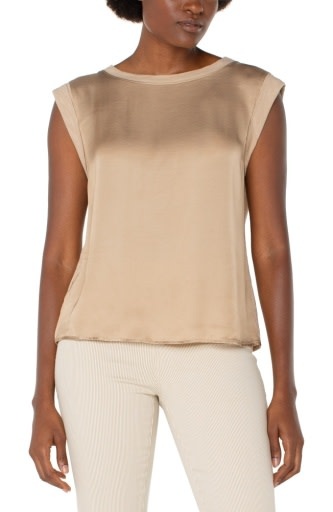 Liverpool Los Angeles sleeveless woven to knit top