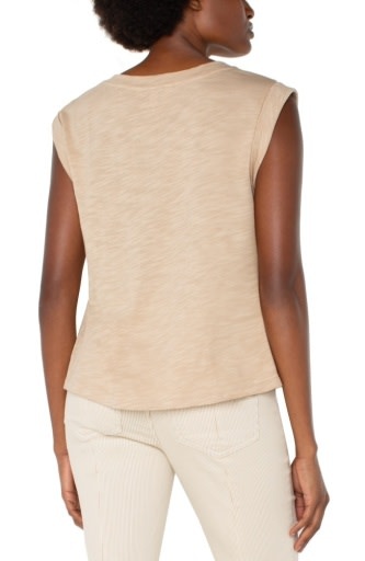 Liverpool Los Angeles sleeveless woven to knit top
