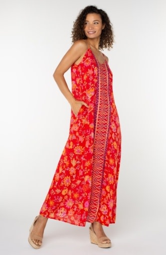 Liverpool Los Angeles spaghetti strap woven maxi dress