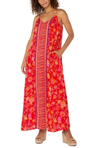 Liverpool Los Angeles spaghetti strap woven maxi dress