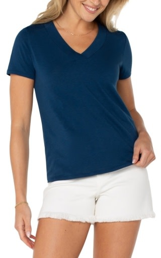 Liverpool Los Angeles short sleeve knit tee w/ placket