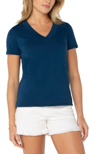 Liverpool Los Angeles short sleeve knit tee w/ placket