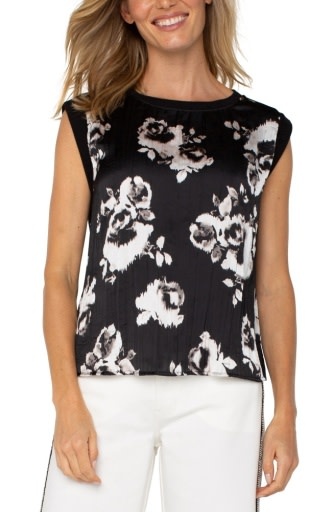 Liverpool Los Angeles sleeveless woven to knit top