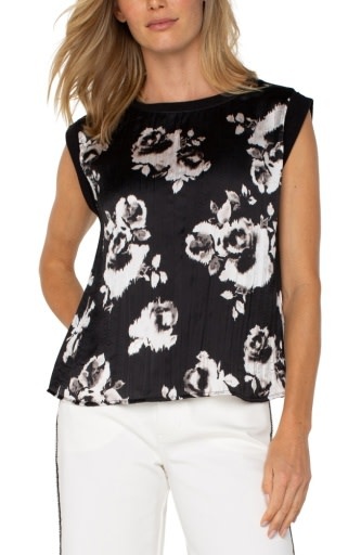 Liverpool Los Angeles sleeveless woven to knit top