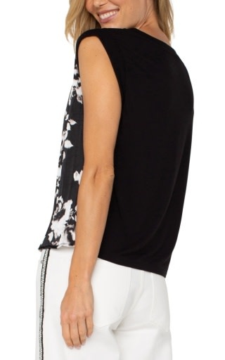Liverpool Los Angeles sleeveless woven to knit top