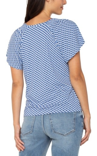 Liverpool Los Angeles short flutter sleeve v neck knit top