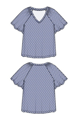 Liverpool Los Angeles short flutter sleeve v neck knit top