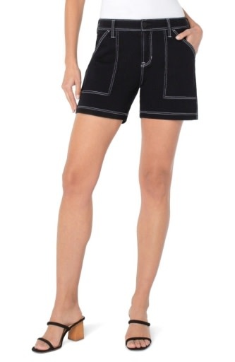 Liverpool Los Angeles contrast stitch utility short 4in inseam