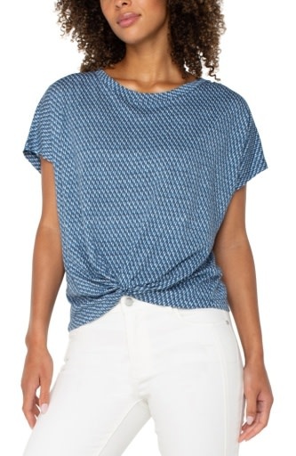Liverpool Los Angeles crew neck knit top w/ front twist detail