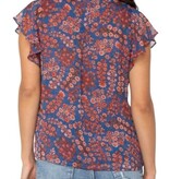 Liverpool Los Angeles double layer flutter sleeve woven blouse w pintucks