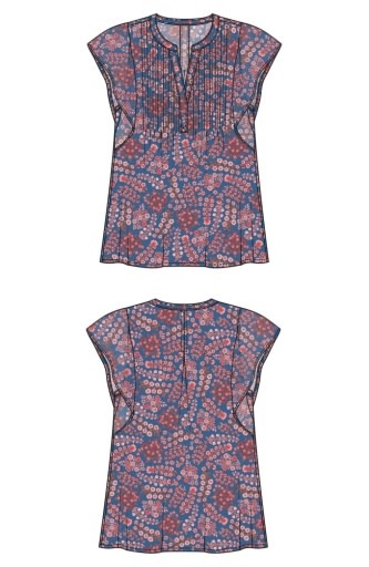 Liverpool Los Angeles double layer flutter sleeve woven blouse w pintucks