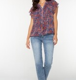 Liverpool Los Angeles double layer flutter sleeve woven blouse w pintucks