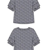 Liverpool Los Angeles 1/2 sleeve drop shoulder knit top w ruffle