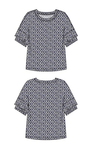 Liverpool Los Angeles 1/2 sleeve drop shoulder knit top w ruffle