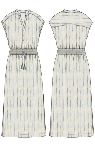 Liverpool Los Angeles dolman woven midi dress w smocked waist