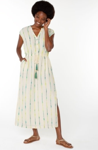 Liverpool Los Angeles dolman woven midi dress w smocked waist