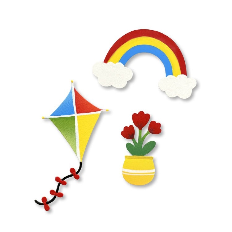 Roeda Studio Kite Magnets S/3, Spring Decor, Cute Summer Magnet