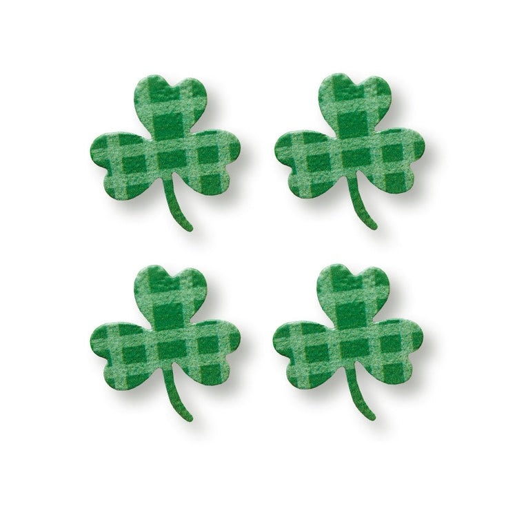Roeda Studio Shamrock w/ Gingham Magnets S/4, St. Patrick's Day