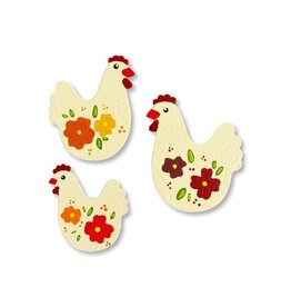 Roeda Studio Floral Hen Magnets S/3, Country Cute Decor